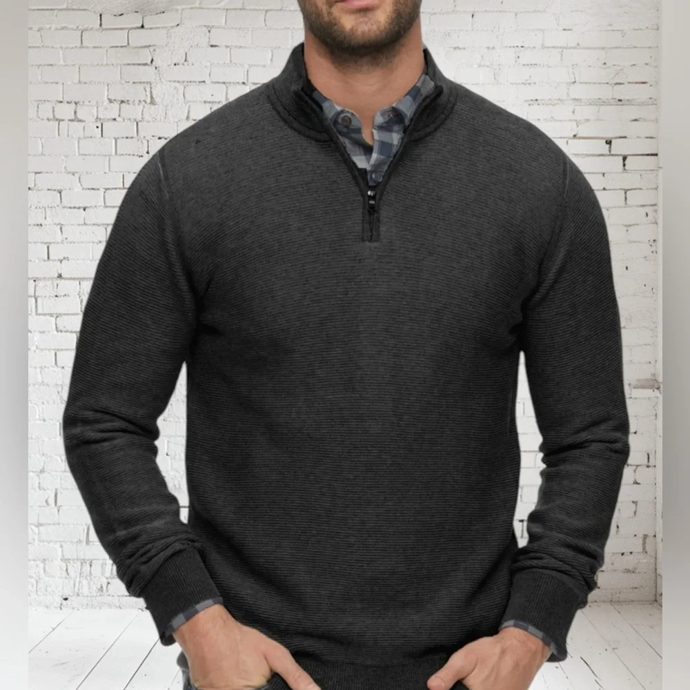 Flag & Anthem Humphrey Sweater Medium NWT Charcoal | Quarter Zip + Laid-Back